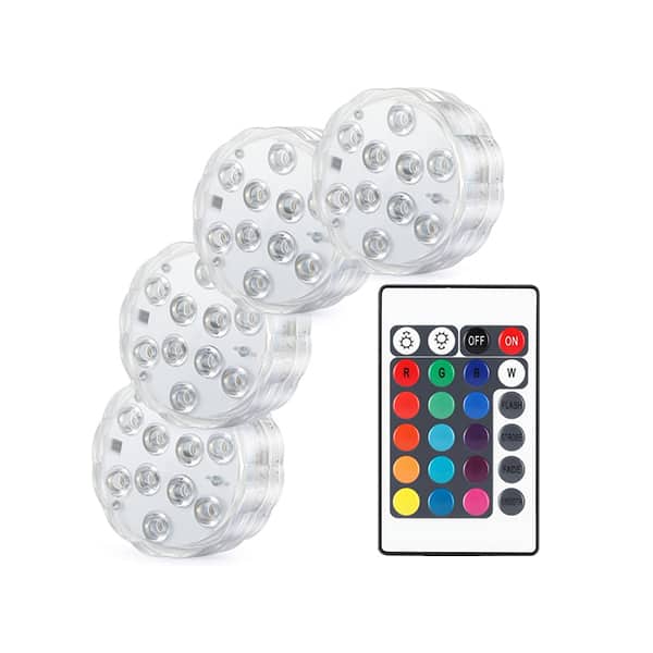 GlowWaterLights, 4 vodotesné LED svetlá s diaľkovým ovládaním